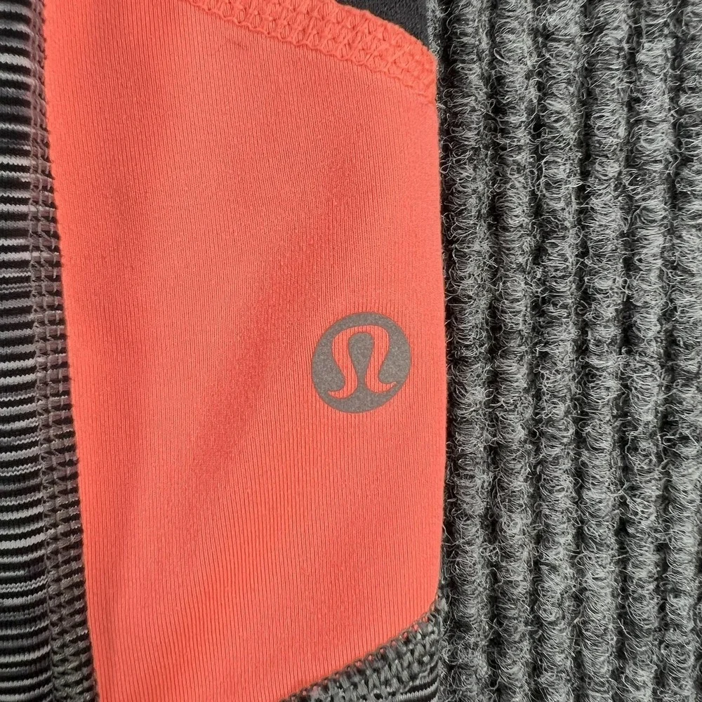 Lululemon Pants Womens 8 Gray Black Orange Speed Tight Leggings Striped Athletic - Picture 6 of 16